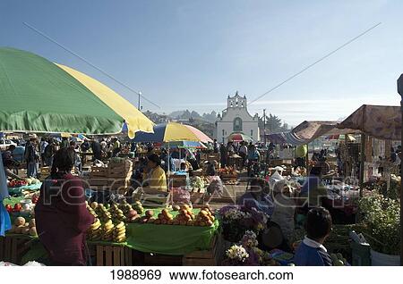 Stock Photo - Market Day In San Juan Chamula, Chiapas, Mexico. Fotosearch
