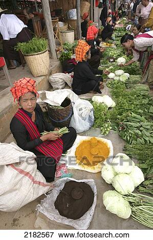 Stock Photo - Market Ingle Lake Burma. Fotosearch