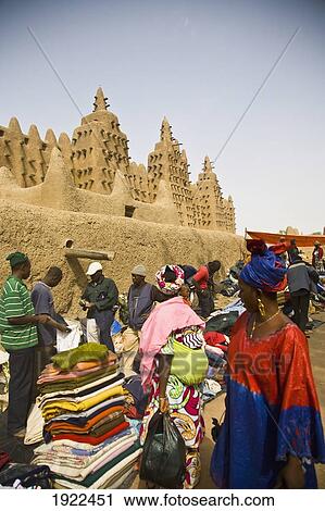 Stock Image - Market Scene Outside Djenne Mosque. Fotosearch