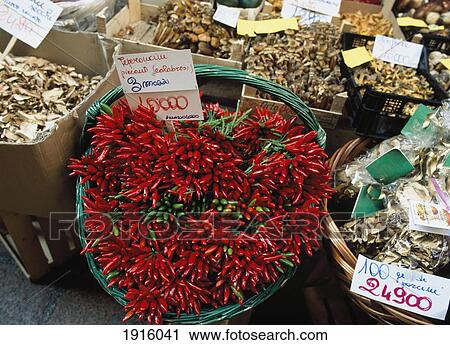 Market Selling Peppers And Mushrooms á View Large Photo Image Stock Image - Market Selling Peppers And Mushrooms á. Fotosearch