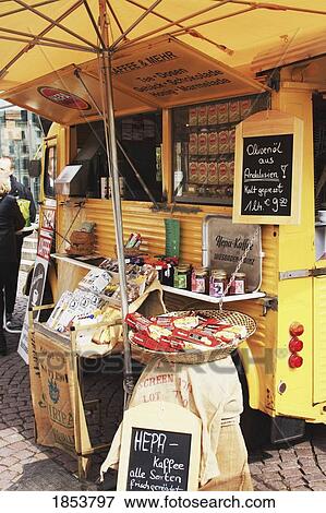 Stock Photo - Market Stall, Wiesbaden, Hessen, Germany. Fotosearch