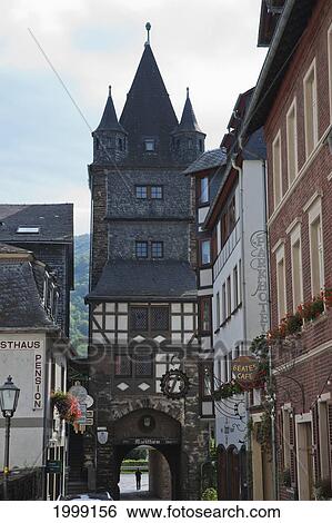 Stock Photograph - Market Tower; Bacharach Rhineland-Palatinate Germany. Fotosearch