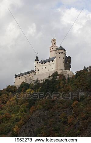 Stock Photo - Marksburg Castle, As Seen From The Rhine River, Rhineland-Palatinate, Germany. Fotosearch