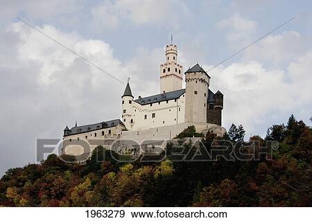 Marksburg Castle, As Seen From The Rhine River, Rhineland-Palatinate, Germany View Large Photo Image Stock Photo - Marksburg Castle, As Seen From The Rhine River, Rhineland-Palatinate, Germany. Fotosearch