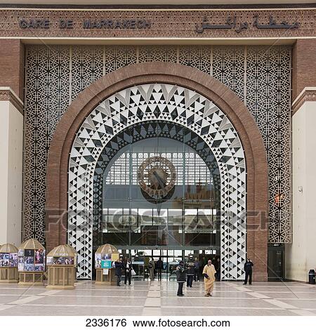 Stock Photograph - Marrakesh Railway Station; Marrakesh, Marrakech-Tensift-El Haouz, Morocco. Fotosearch