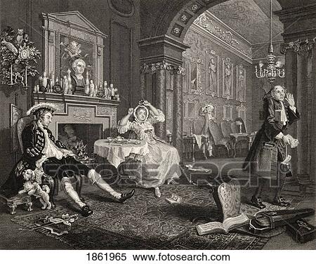 Marriage A La Mode Breakfast Scene From The Original Picture By Hogarth From The Works Of Hogarth Published London 1833 View Large Photo Image Stock Photography - Marriage A La Mode Breakfast Scene From The Original Picture By Hogarth From The Works Of Hogarth Published London 1833. Fotosearch