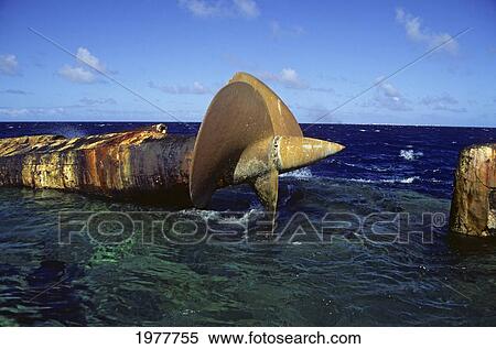 Stock Photography - Marshall Islands, Micronesia, Wreck of Prinz Eugen; Kwajalein Atoll. Fotosearch
