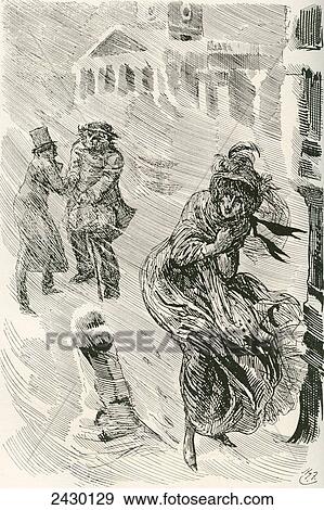 Stock Photo - Martha the Wanderer. Illustration by Harry Furniss for the Charles Dickens novel David Copperfield, from The Testimonial Edition, published 1910.. Fotosearch