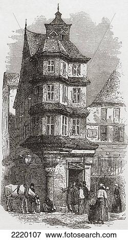 Stock Photo - Martin Luther's House, Frankfurt Am Main, Hesse, Germany In The 19Th Century. From Pictures From The German Fatherland Published C. 1880.. Fotosearch