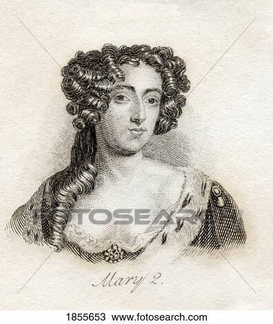 Stock Image - Mary Ii 1662-1694 Queen Of England Scotland And Ireland 1689-1694 Wife Of William Iii From The Book Crabbs Historical Dictionary Published 1825. Fotosearch