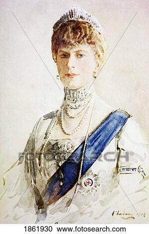 Stock Image - Mary Of Teck 1867 To 1953. Born Victoria Mary Augusta Louise Olga Pauline Claudine Agnes. Queen Consort Of George V Of The United Kingdom. After A Painting By John Lavery. From King Albert? S Book, Published 1915.. Fotosearch