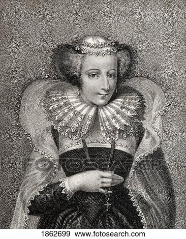 Stock Photo - Mary Queen Of Scots 1542-1587 Also Mary Stuart Daughter Of James V King Of Scotland Engraved By Bocquet From The Book A Catalogue Of Royal And Noble Authors Volume V Published 1806. Fotosearch