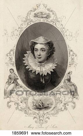 Stock Image - Mary Queen Of Scots, 1542-1587. Also Mary Stuart, Daughter Of James V, King Of Scotland. 19Th Century Print.. Fotosearch