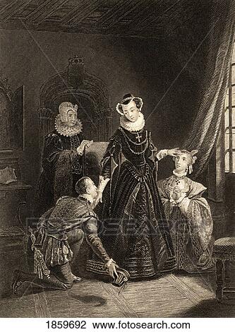 Stock Image - Mary Queen Of Scots, 1542-1587. Also Mary Stuart, Daughter Of James V, King Of Scotland. Mary Queen Of Scots In Lochleven Castle. 19Th Century Print Engraved By J. Rogers From A Painting By Rubino.. Fotosearch
