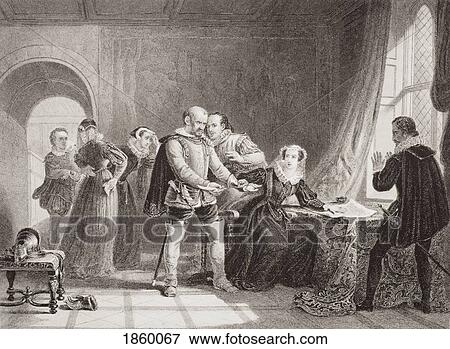 Mary Queen Of Scots Compelled To Sign Her Abdication In Lochleven Castle, 1567. Engraved By Thomas Brown After Sir. William Allan. From The Book “Illustrations Of English And Scottish History†Volume 1 View Large Photo Image Stock Photo - Mary Queen Of Scots Compelled To Sign Her Abdication In Lochleven Castle, 1567. Engraved By Thomas Brown After Sir. William Allan. From The Book “Illustrations Of English And Scottish History†Volume 1. Fotosearch