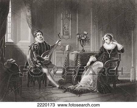 Stock Image - Mary Stuart And Chatelard. Mary, Queen Of Scots, 1542. Fotosearch