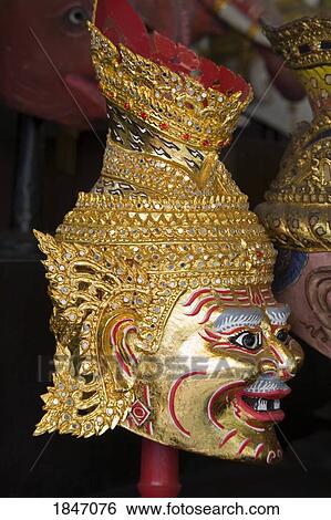 Stock Photograph - Mask At Patravadi Theatre; Bangkok, Thailand. Fotosearch