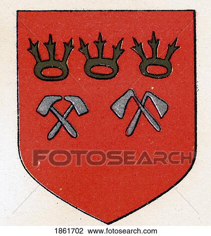 Stock Image - Masonic Arms Masons Of Cologne From The Book The History Of Freemasonry Volume Ii Published By Thomas C. Jack London 1883. Fotosearch