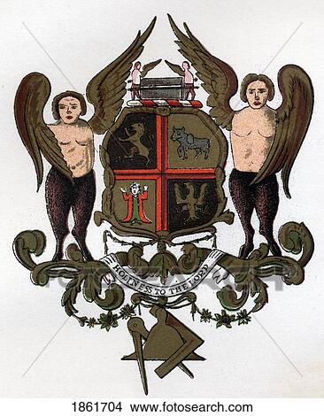Masonic Arms Painted Panel In The Possession Of W H Y Rylands Circa 1860 From The Book The History Of Freemasonry Volume Ii Published By Thomas C. Jack London 1883 View Large Photo Image Picture - Masonic Arms Painted Panel In The Possession Of W H Y Rylands Circa 1860 From The Book The History Of Freemasonry Volume Ii Published By Thomas C. Jack London 1883. Fotosearch