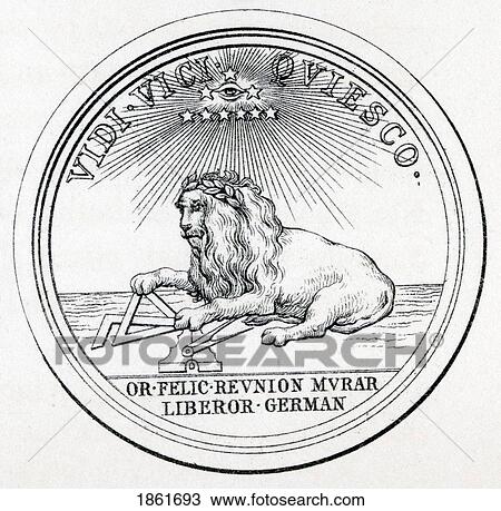 Stock Image - Masonic Seal Engraving From The Book The History Of Freemasonry Volume Iii Published By Thomas C. Jack London 1883. Fotosearch