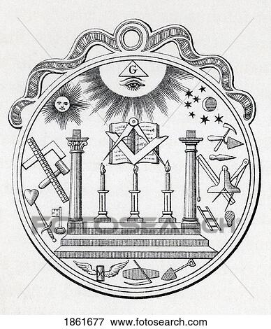 Stock Photo - Masonic Seal Engraving From The Book The History Of Freemasonry Volume Iii Published By Thomas C. Jack London 1883. Fotosearch