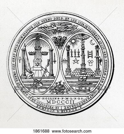 Stock Photo - Masonic Seal Engraving From The Book The History Of Freemasonry Volume Iii Published By Thomas C. Jack London 1883. Fotosearch