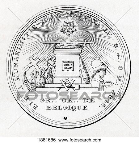 Stock Photograph - Masonic Seal Engraving From The Book The History Of Freemasonry Volume Iii Published By Thomas C. Jack London 1883. Fotosearch
