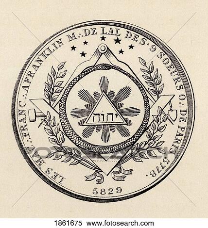 Stock Photography - Masonic Seal Engraving From The Book The History Of Freemasonry Volume Iii Published By Thomas C. Jack London 1883. Fotosearch