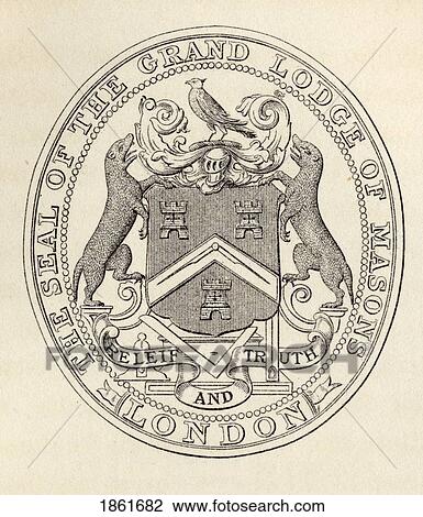 Stock Image - Masonic Seal Grand Lodge Of England Before 1813 From The Book The History Of Freemasonry Volume Ii Published By Thomas C. Jack London 1883. Fotosearch