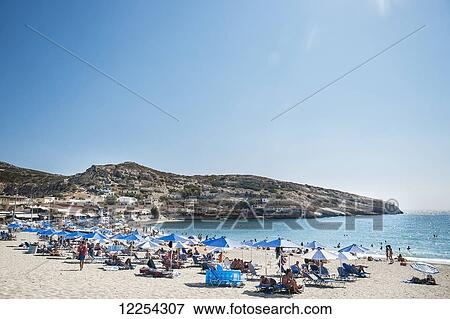 Matala beach; Crete, Greece View Large Photo Image Stock Photo - Matala beach; Crete, Greece. Fotosearch