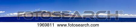 Stock Image - Maui, Panoramic View Of The West Maui Mountains, Molokini And Even A Peak From The Big Island Can Be Seen On The Far Right.. Fotosearch