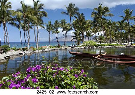 Stock Image - Maui, Wailea, Pool at Grand Wailea Resort. Fotosearch