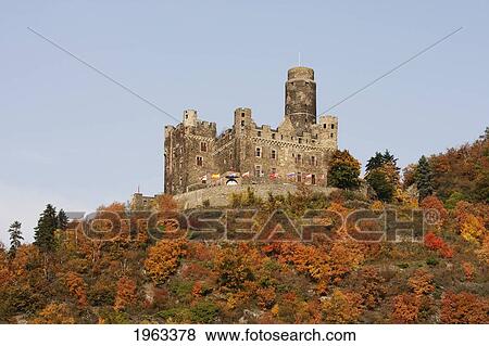 Maus Castle, As Seen From The Rhine River, Rhineland-Palatinate, Germany View Large Photo Image Stock Photo - Maus Castle, As Seen From The Rhine River, Rhineland-Palatinate, Germany. Fotosearch