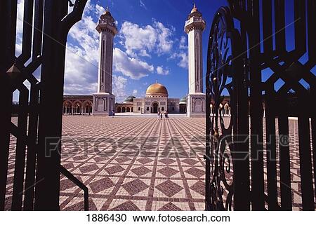 Stock Image - Mausoleum Of Habib Bourguiba As Seen Through Gates. Fotosearch