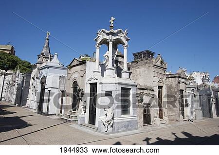 Stock Image - Mausoleums at the Cementerio de la Recoleta, Buenos Aires, Capital Federal, Argentina. Fotosearch