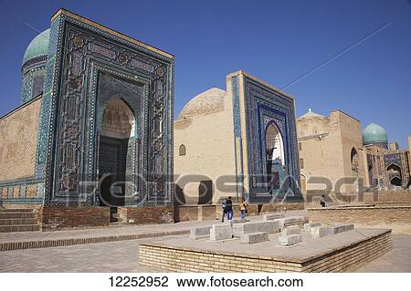 Stock Image - Mausoleums, Shah-I-Zinda; Samarkand, Uzbekistan. Fotosearch