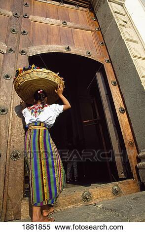 Stock Photography - Maya Girl In Church Doorway. Fotosearch