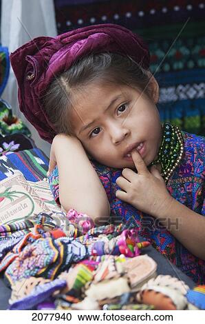 Stock Image - Maya Girl, Panajachel, Solol. Fotosearch