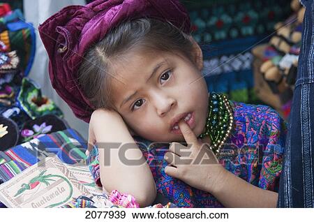 Stock Photo - Maya Girl, Panajachel, Solol. Fotosearch