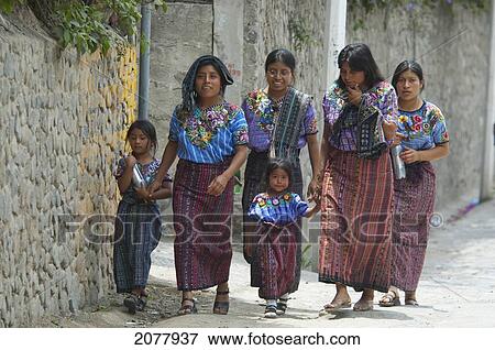 Stock Photo - Maya Women And Children, Panajachel, Solol. Fotosearch