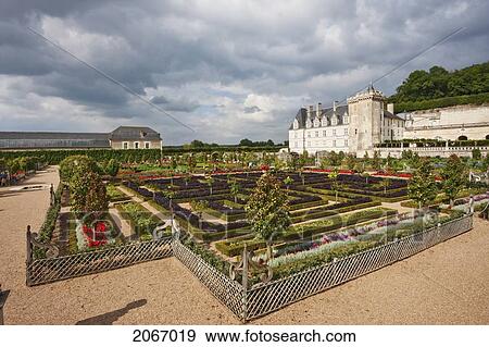 Stock Photo - Maze In The Music Garden Of The Chateau De Villandry, Villandry, Indre-Et-Loire, France. Fotosearch