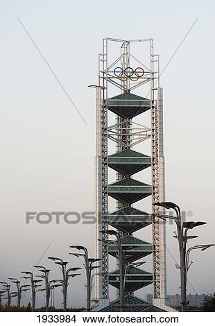 Media Broadcast Tower And Stadium Lighting Built For 2008 Summer Olympics; Beijing, China View Large Photo Image Picture - Media Broadcast Tower And Stadium Lighting Built For 2008 Summer Olympics; Beijing, China. Fotosearch