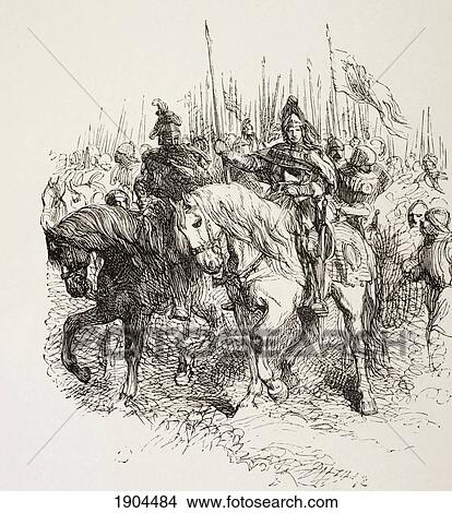Medieval Army On The March Led By Knights On Horseback. From The Illustrated Library Shakspeare, Published London 1890. View Large Photo Image Picture - Medieval Army On The March Led By Knights On Horseback. From The Illustrated Library Shakspeare, Published London 1890.. Fotosearch