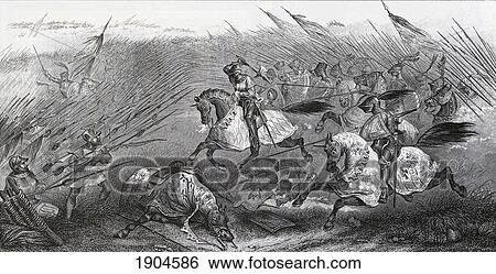 Medieval Cavalry Charging Against Infantry. From A 19Th Century Engraving. View Large Photo Image Stock Photograph - Medieval Cavalry Charging Against Infantry. From A 19Th Century Engraving.. Fotosearch