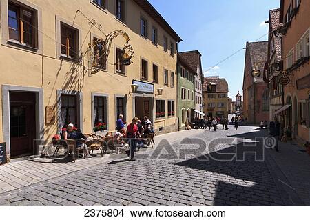 Medieval street scene, Rothenburg-ob-der-Tauber, Bavaria, Germany View Large Photo Image Picture - Medieval street scene, Rothenburg-ob-der-Tauber, Bavaria, Germany. Fotosearch