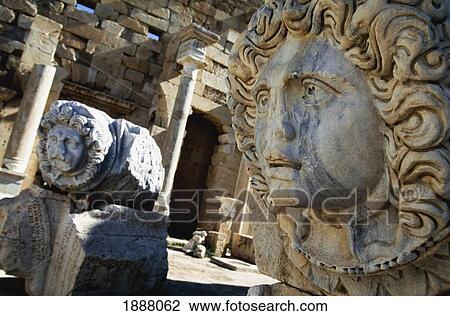 Stock Image - Medusa's Head At Leptis Magna. Fotosearch
