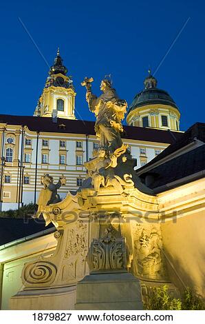 Melk Abbey At Night View Large Photo Image Stock Photo - Melk Abbey At Night. Fotosearch