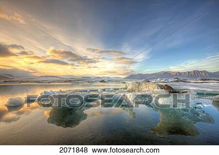 Stock Photo - Melting Icebergs In The Glacial Lagoon, Near Jokulsarlon, Southern Iceland. Fotosearch