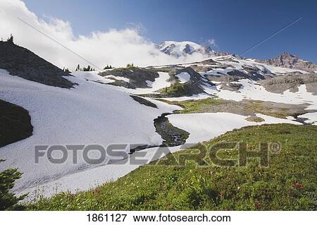Stock Photo - Melting Snow In A Mountain Landscape. Fotosearch
