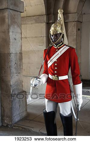 Stock Image - Member Of Regiment Of Life Guards, Horse Guards Parade; Westminister, London, England, United Kingdom. Fotosearch